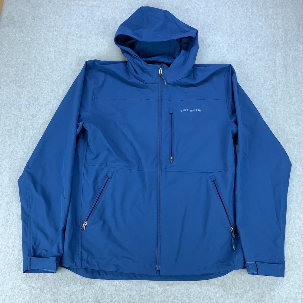 Carhartt Rugged Flex Jacket Mens M Blue OJ6782-M Softshell Hooded Full Zip